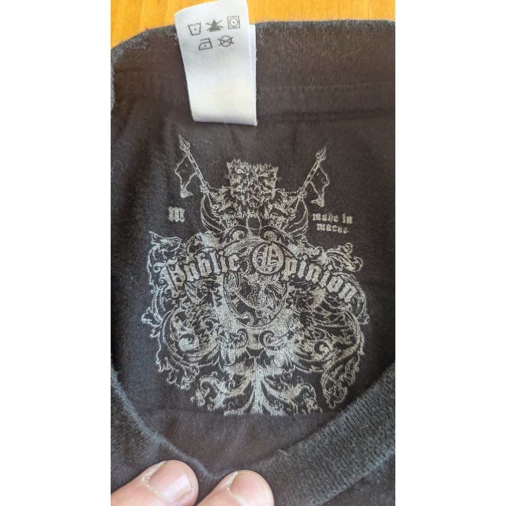 Public Opinion Apparel Men's‎ Black Graphic T Shirt Crest Heraldic Design - Picture 5 of 6